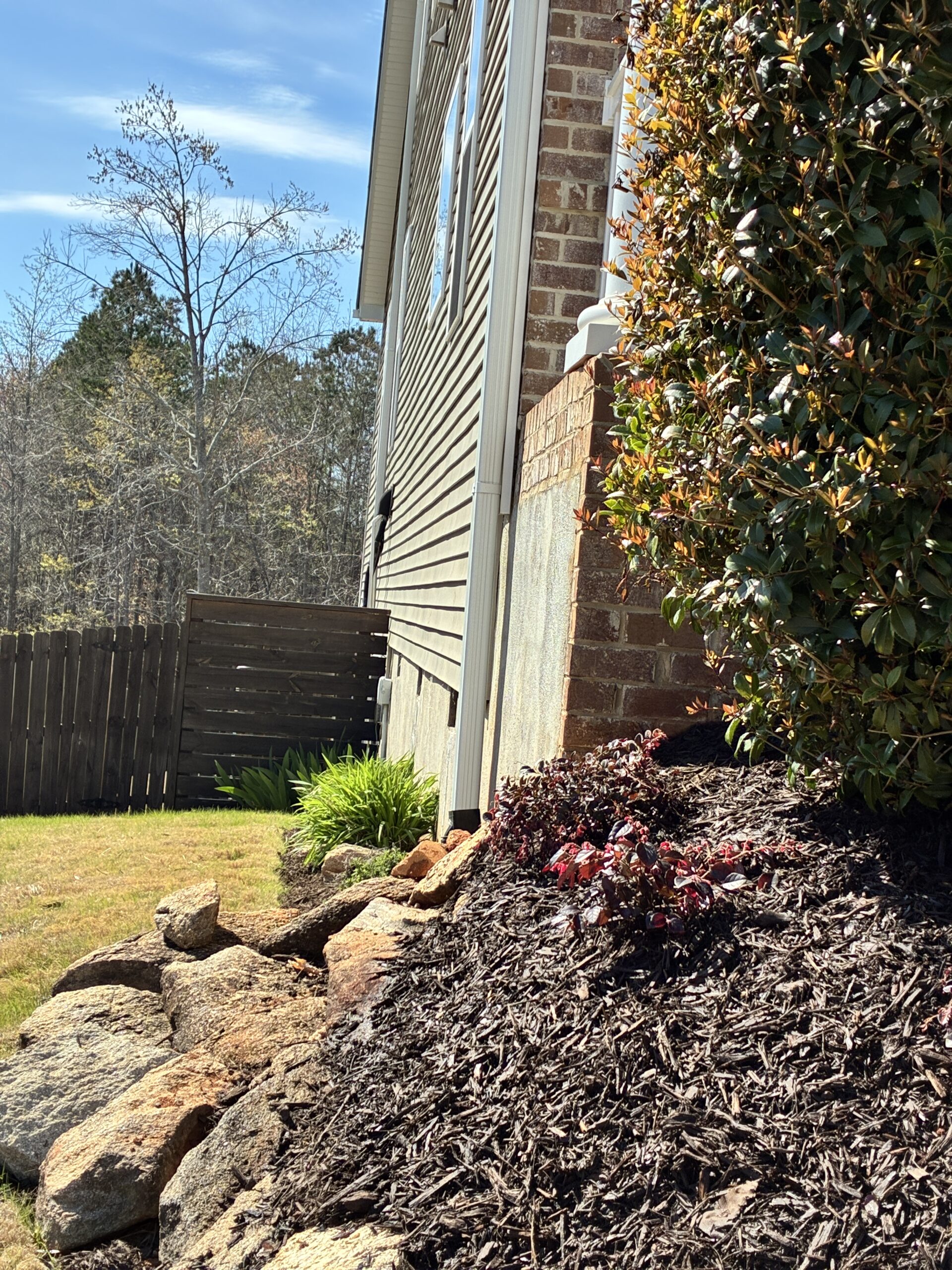 Flower bed installation, mulch